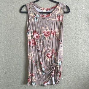 Pretty floral, lightweight tank with asymmetrical detailing